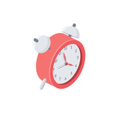 Time alarm clock. Vector 3d isometric color icon new flat style. Creative illustration, idea for infographics.