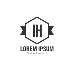 Initial IH logo template with modern frame. Minimalist IH letter logo vector illustration