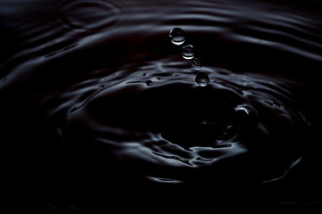 Macro shooting of a drop of water. drops of spatter and ripples, wet, environment, artistic, for banners, websites, backgrounds, with copy space.