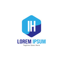Initial IH logo template with modern frame. Minimalist IH letter logo vector illustration