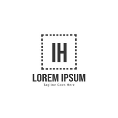 Initial IH logo template with modern frame. Minimalist IH letter logo vector illustration