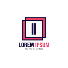 Initial II logo template with modern frame. Minimalist II letter logo vector illustration