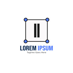 Initial II logo template with modern frame. Minimalist II letter logo vector illustration