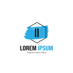 Initial II logo template with modern frame. Minimalist II letter logo vector illustration