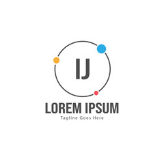 Initial IJ logo template with modern frame. Minimalist IJ letter logo vector illustration