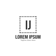 Initial IJ logo template with modern frame. Minimalist IJ letter logo vector illustration