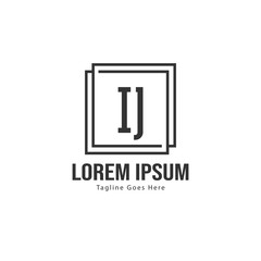 Initial IJ logo template with modern frame. Minimalist IJ letter logo vector illustration