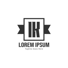 Initial IK logo template with modern frame. Minimalist IK letter logo vector illustration
