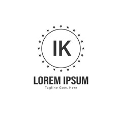 Obraz premium Initial IK logo template with modern frame. Minimalist IK letter logo vector illustration
