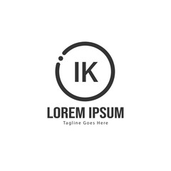 Initial IK logo template with modern frame. Minimalist IK letter logo vector illustration