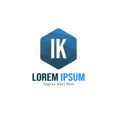Obraz premium Initial IK logo template with modern frame. Minimalist IK letter logo vector illustration
