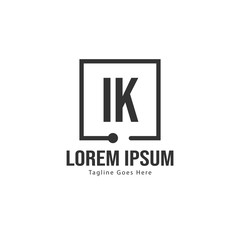 Initial IK logo template with modern frame. Minimalist IK letter logo vector illustration