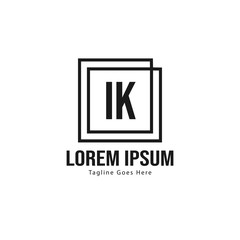 Obraz premium Initial IK logo template with modern frame. Minimalist IK letter logo vector illustration