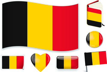 Fototapeta premium Belgium national flag vector illustration in different shapes.