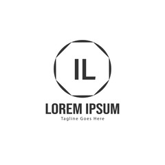 Initial IL logo template with modern frame. Minimalist IL letter logo vector illustration