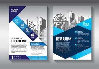 Fototapeta premium Brochure design, cover modern layout, annual report, poster, flyer in A4 with colorful triangles, geometric shapes for tech, science, market with light background