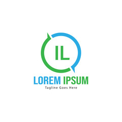 Initial IL logo template with modern frame. Minimalist IL letter logo vector illustration