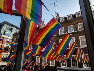 Rainbow flags on London streets 