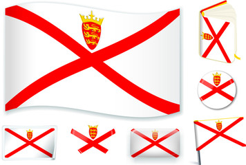 Jersey national flag vector illustration in different shapes.