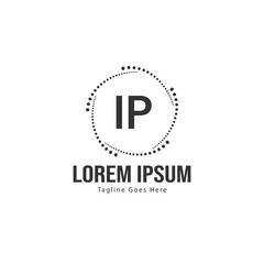 Initial IP logo template with modern frame. Minimalist IP letter logo vector illustration