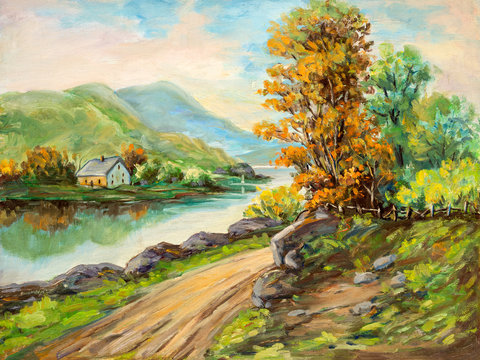 Rural Scene Landscape Oil Painting