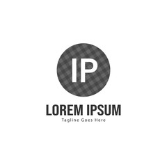 Initial IP logo template with modern frame. Minimalist IP letter logo vector illustration