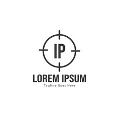 Initial IP logo template with modern frame. Minimalist IP letter logo vector illustration