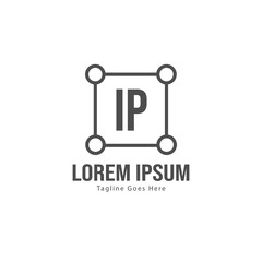 Initial IP logo template with modern frame. Minimalist IP letter logo vector illustration