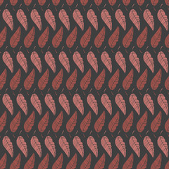 A seamless vector pattern with leaf shapes in set stripe layout. Surface print design.