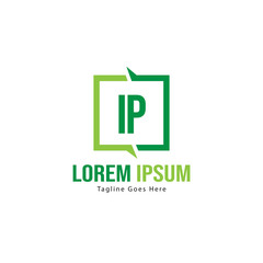 Obraz premium Initial IP logo template with modern frame. Minimalist IP letter logo vector illustration