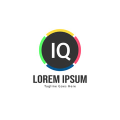 Initial IQ logo template with modern frame. Minimalist IQ letter logo vector illustration