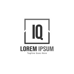 Initial IQ logo template with modern frame. Minimalist IQ letter logo vector illustration