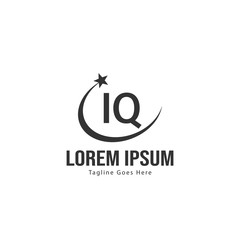 Initial IQ logo template with modern frame. Minimalist IQ letter logo vector illustration
