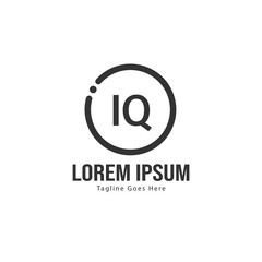 Initial IQ logo template with modern frame. Minimalist IQ letter logo vector illustration - obrazy, fototapety, plakaty