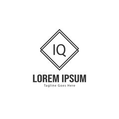 Initial IQ logo template with modern frame. Minimalist IQ letter logo vector illustration