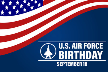 US Air Force Birthday. September 18. Poster, Template, Card, Banner, Background Design.