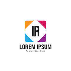 Initial IR logo template with modern frame. Minimalist IR letter logo vector illustration