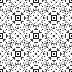 Black and white seamless pattern. Aztec abstract geometric background. Ethnic hipster style.