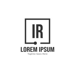 Initial IR logo template with modern frame. Minimalist IR letter logo vector illustration