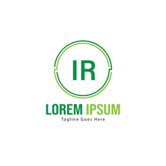 Initial IR logo template with modern frame. Minimalist IR letter logo vector illustration