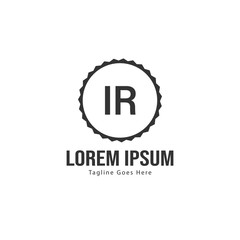Initial IR logo template with modern frame. Minimalist IR letter logo vector illustration