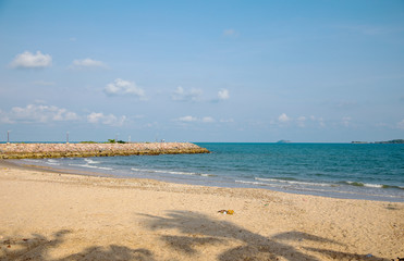 seashore landscape rock on beach tropical ocean summer