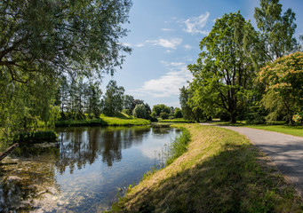 Fototapeta premium Salaspils city, Latvia Botanical Garden nature landscapes. 2019.