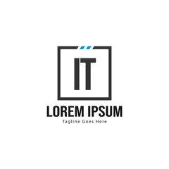 Initial IT logo template with modern frame. Minimalist IT letter logo vector illustration