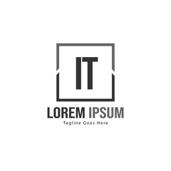 Initial IT logo template with modern frame. Minimalist IT letter logo vector illustration