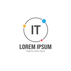 Initial IT logo template with modern frame. Minimalist IT letter logo vector illustration