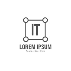 Initial IT logo template with modern frame. Minimalist IT letter logo vector illustration
