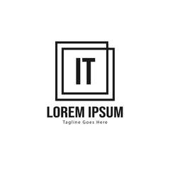 Initial IT logo template with modern frame. Minimalist IT letter logo vector illustration