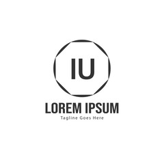Initial IU logo template with modern frame. Minimalist IU letter logo vector illustration