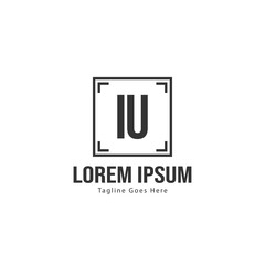 Initial IU logo template with modern frame. Minimalist IU letter logo vector illustration